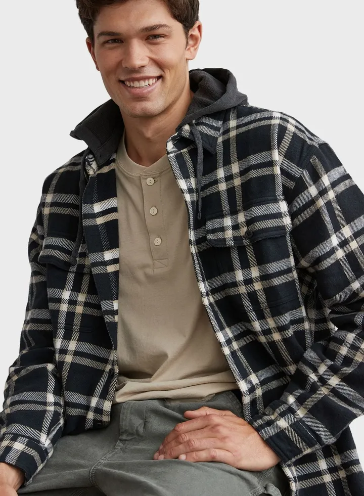 Checked Hooded Shirt