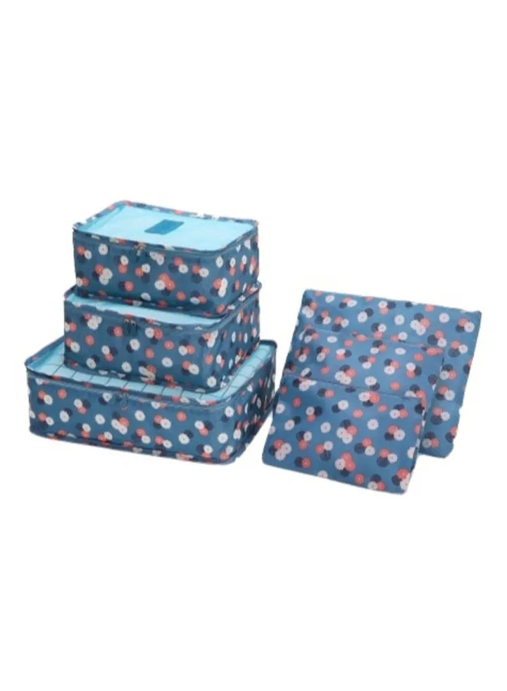 6-Piece Luggage Travel Organizer Bag Set Blue/White/Pink