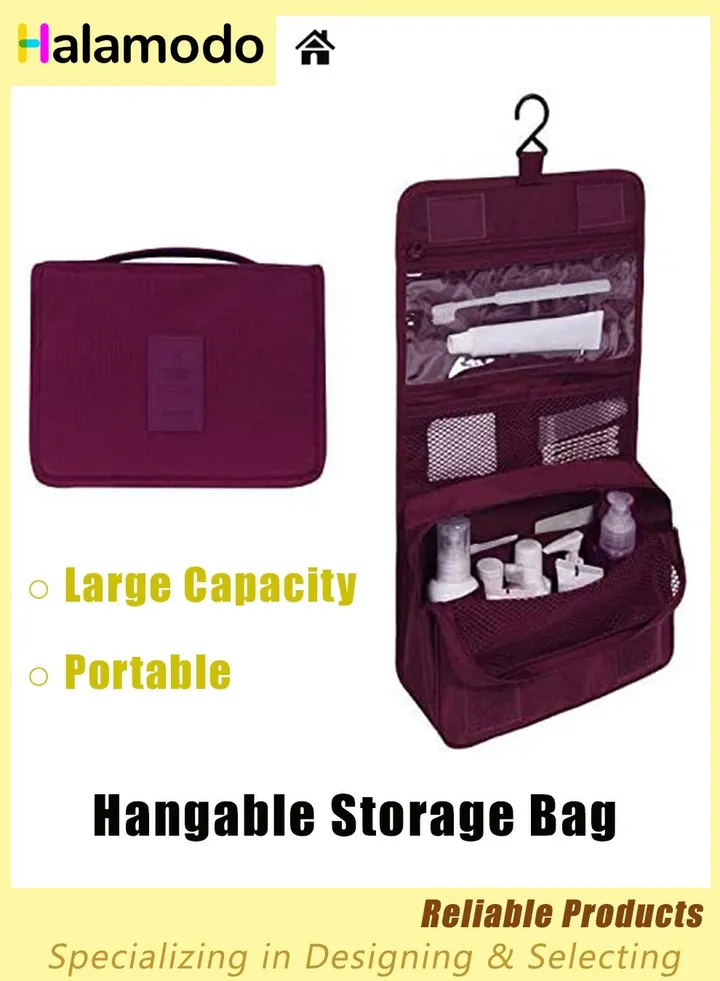 Hanging Toiletry Organizer Bag, Portable Travel Cosmetic Bag, Waterproof Wash Bags, Multifunctional Travel Bag, Large Capacity Makeup Storage Organizer, with Zipper and Carry Handle, for Men Women