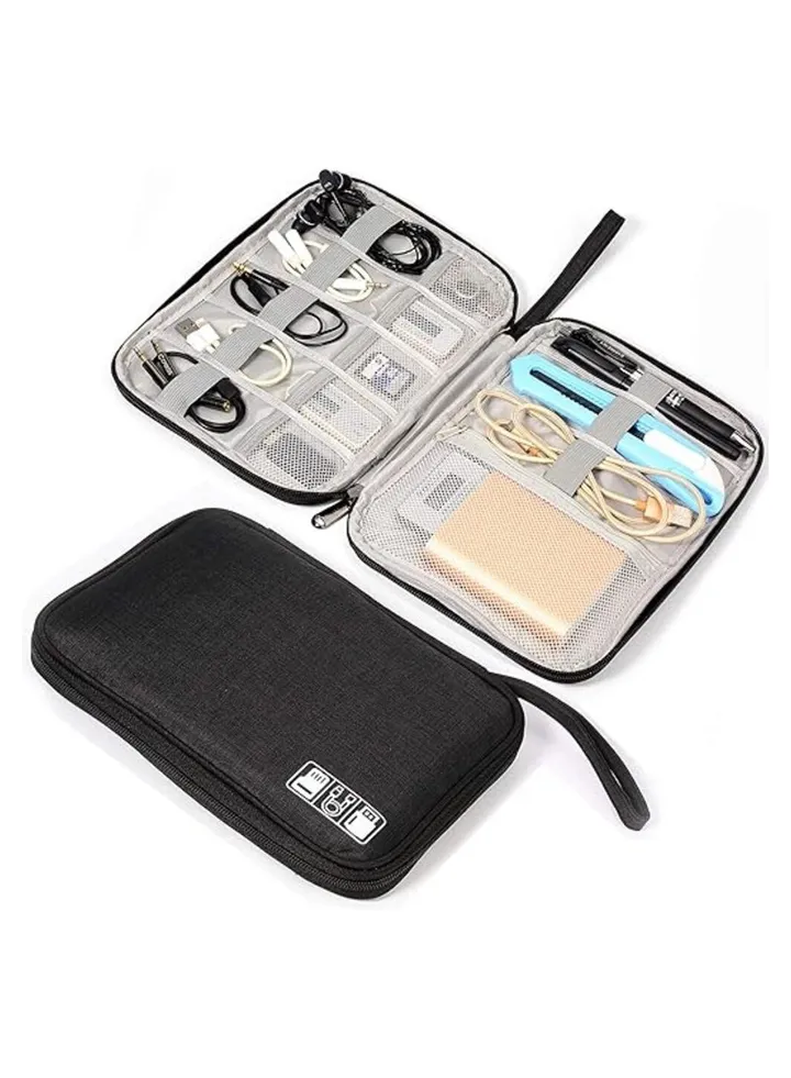 Travel Cable Organizer Bag, Electronic Accessories Storage, Portable Waterproof Double Layer Cable Organizer Bag
