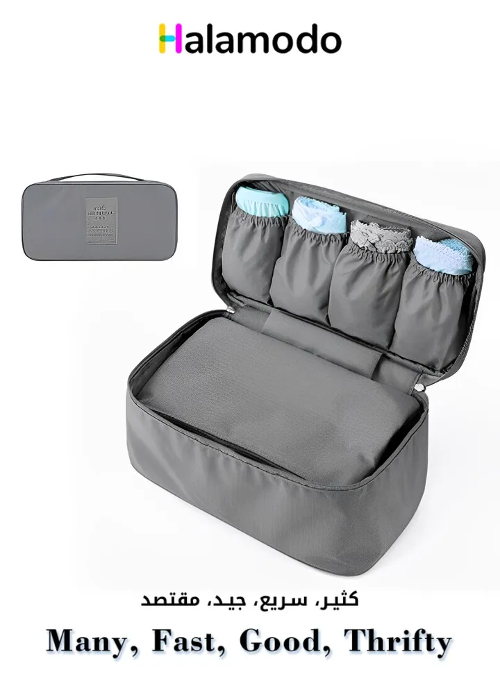 Portable Multi-Functional Socks Underwear Bra Organizer Case Travel Storage Bag Packing Cube Cosmetic Bag Gray
