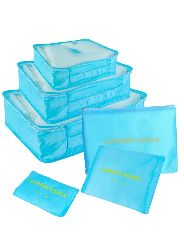 Set of 6 Travel Luggage Organizer Cubes Set Organizer Waterproof Laundry Bag Travel Accessories - Blue, Travel Bag