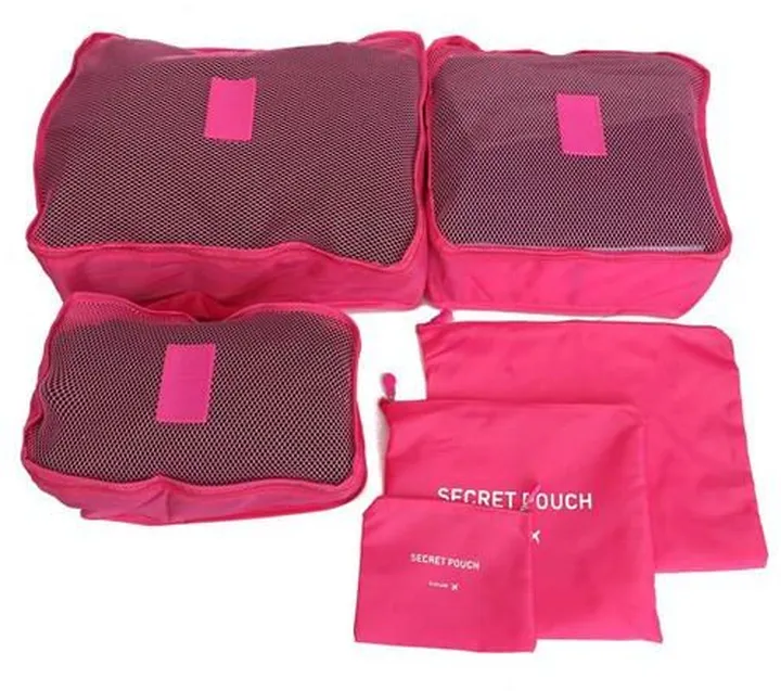 6-Piece Set Travel Storage Bag Set Pink