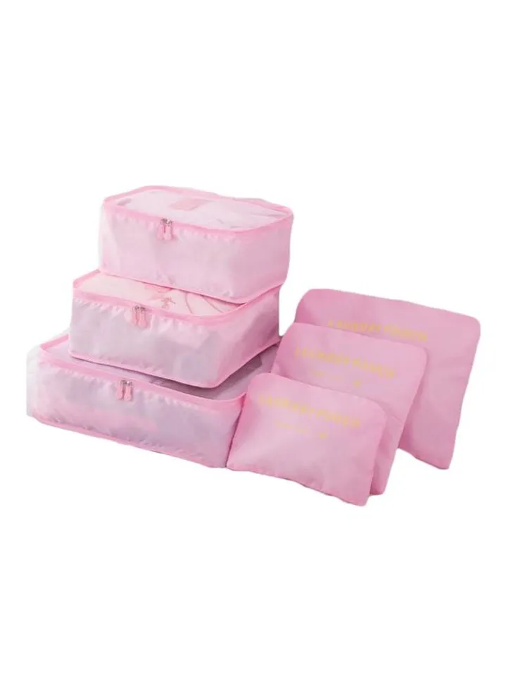 6-Piece Travel Organizer Set Pink