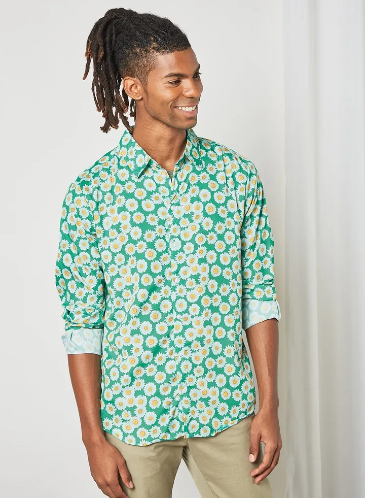 Daisy Print Shirt Green
