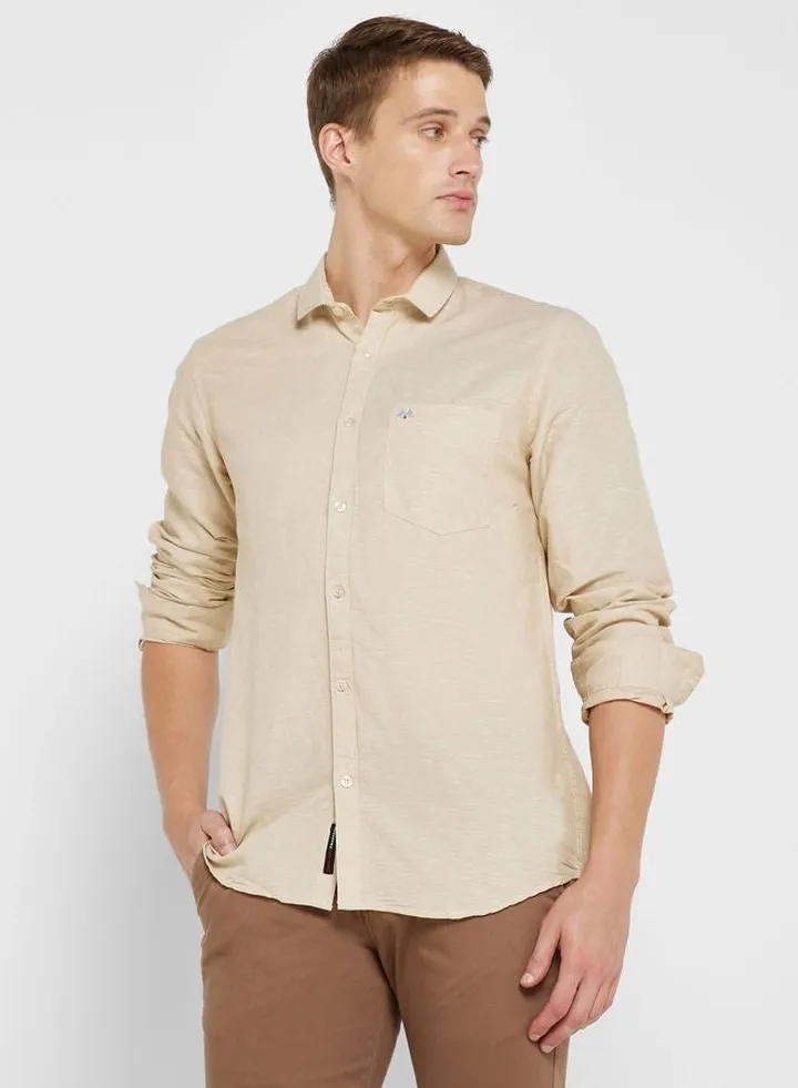 Self Design Classic Slim Fit Opaque Casual Shirt