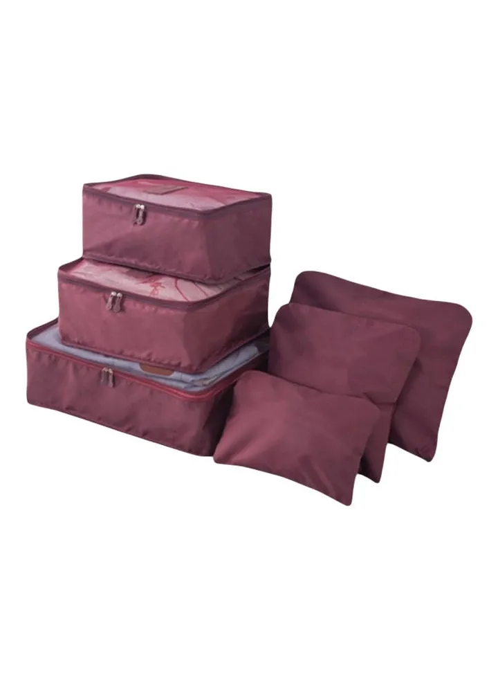 Pack Of 6 Zipper Storage Organizer Wine Red