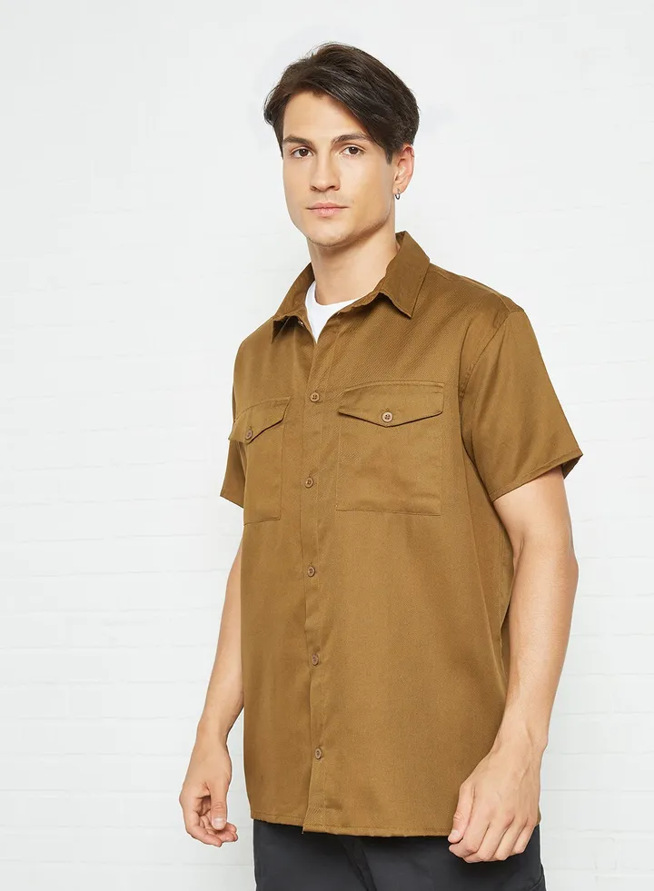 Front Pocket Shirt Brown