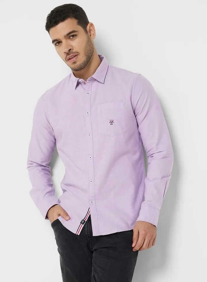 Men Purple Relaxed Cotton Casual Sustainable Shirt
