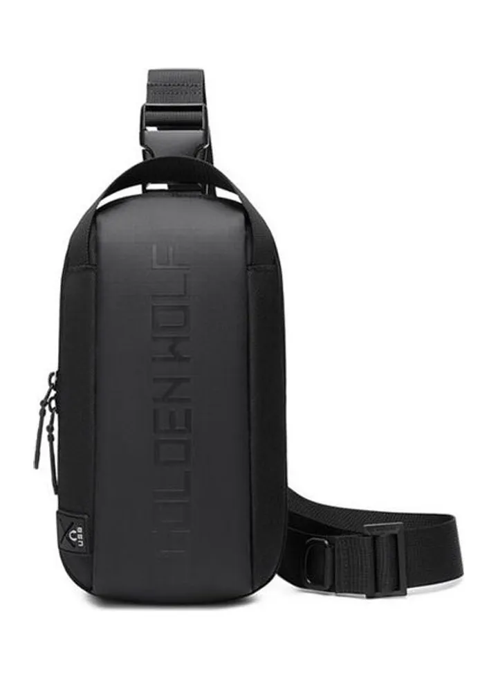 Chest Shoulder Messenger Waterproof Chest Usb Crossbody Bag Black