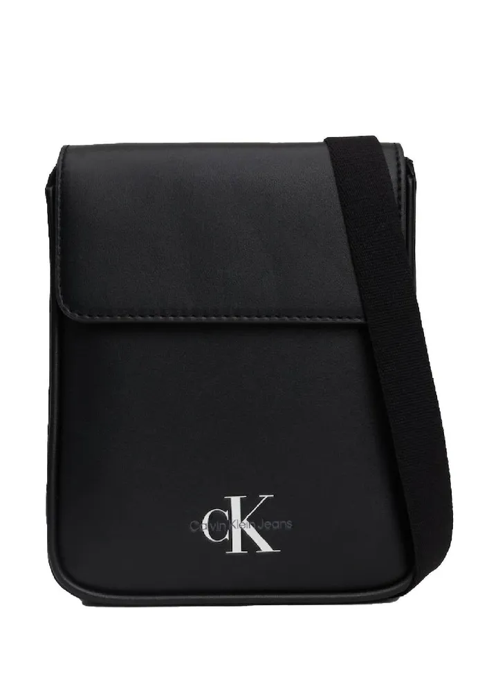 Unisex Crossbody Phone Bag - smooth faux leather exterior , Black