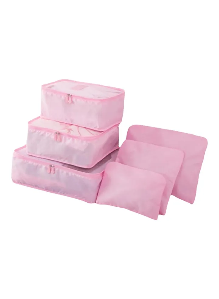 Pack Of 6 Zipper Storage Organizer Pink