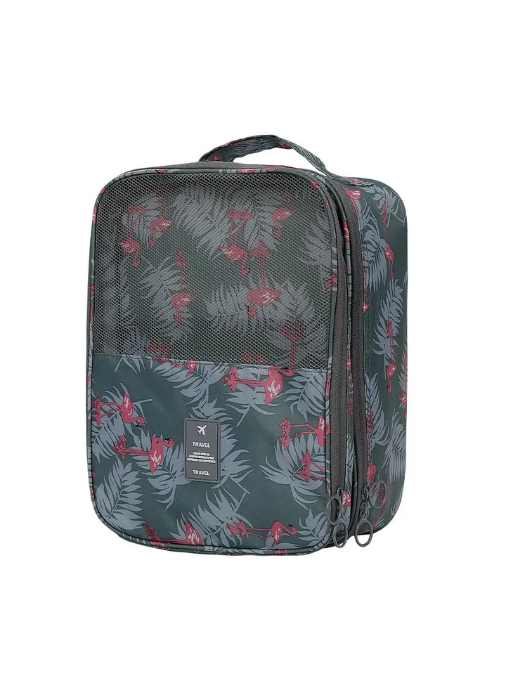 Shoe Bag Shoes Storage Bag Double-Layer Three-Position Boot Cover Dustproof Travel Handbag Shoe Cover Bag-Flamingo37*26*20CM