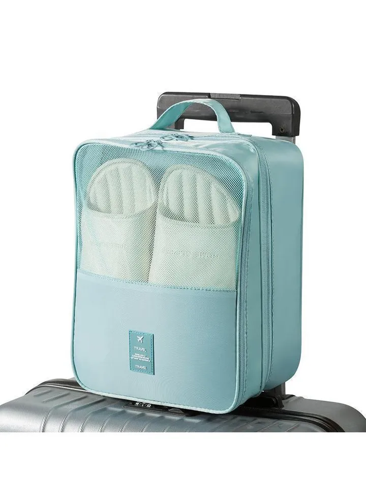 Shoe Bag Shoes Storage Bag Double-Layer Three-Position Boot Cover Dustproof Travel Handbag Shoe Cover Bag-Sky Blue37*26*20CM