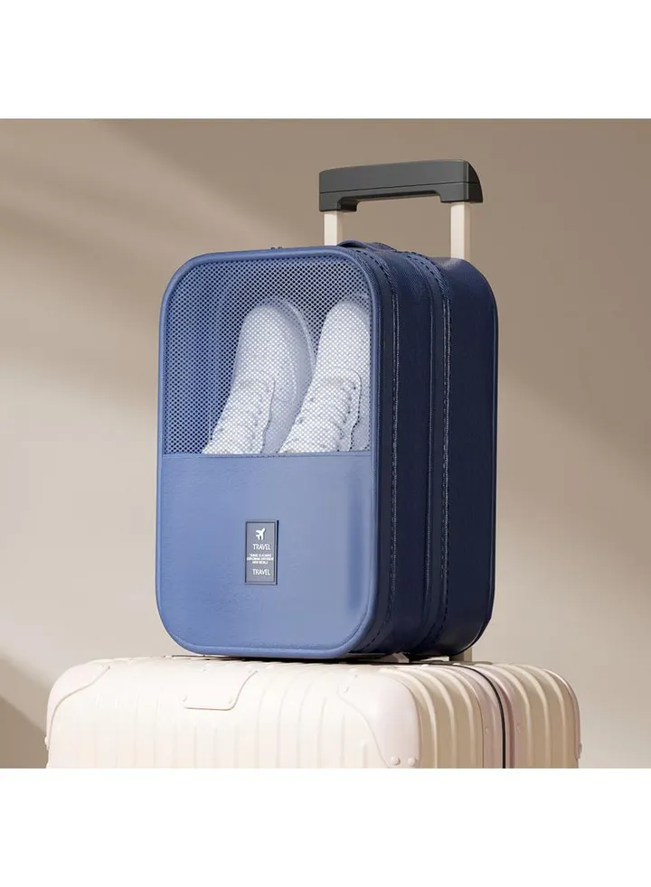 Shoe Bag Shoes Storage Bag Double-Layer Three-Position Boot Cover Dustproof Travel Handbag Shoe Cover Bag-Blue37*26*20CM