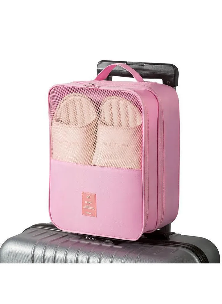 Shoe Bag Shoes Storage Bag Double-Layer Three-Position Boot Cover Dustproof Travel Handbag Shoe Cover Bag-Pink33*23*20CM