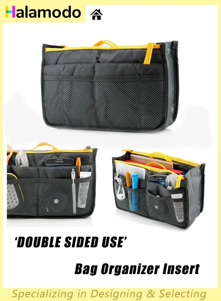 13 Pockets Bag Organizer Insert, Handbag Organizer, Expandable Liner Bag Pouch, Handbags Insert Organizer, Multifunctional Storage Bag, with Zipper Closure and Multiple Pockets