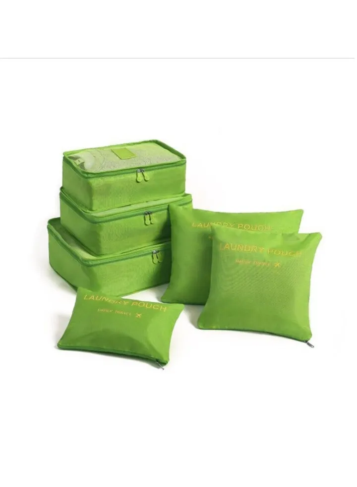 6 Pack Green Packing Value Set for Travel Luggage Organiser Bag Compression Pouches Clothes Suitcase Packing Organizers Set