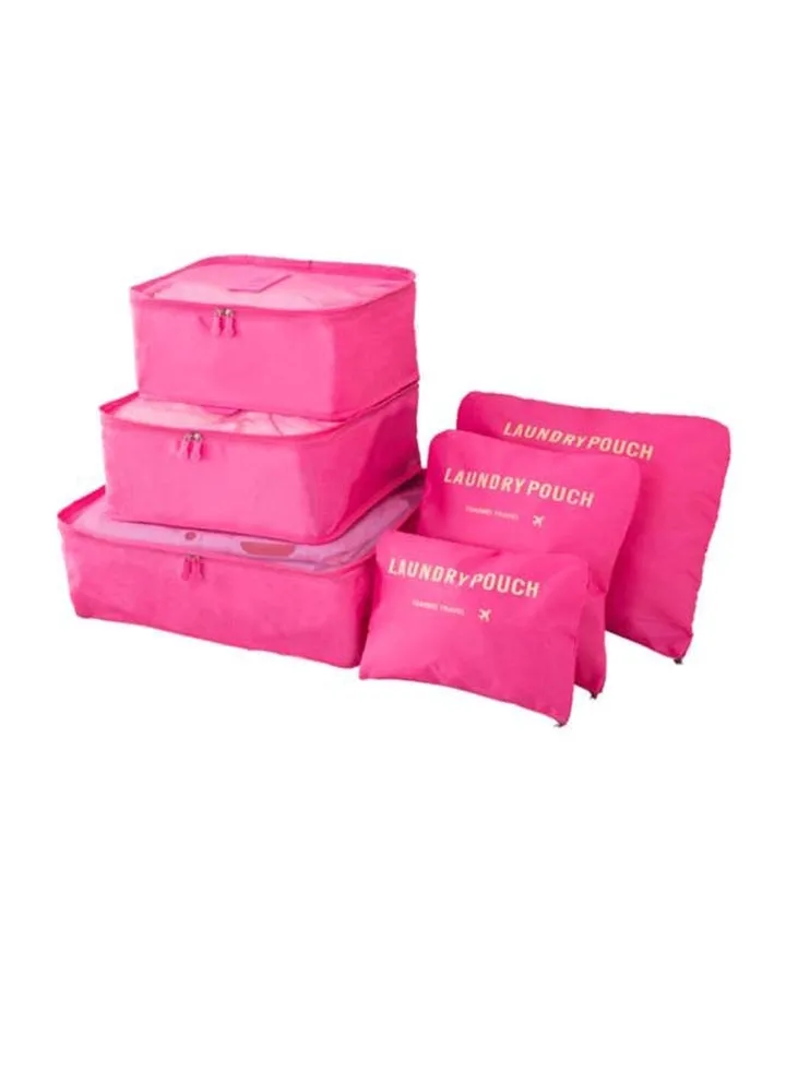 6-Piece Travel Luggage Storage Bag Set Pink