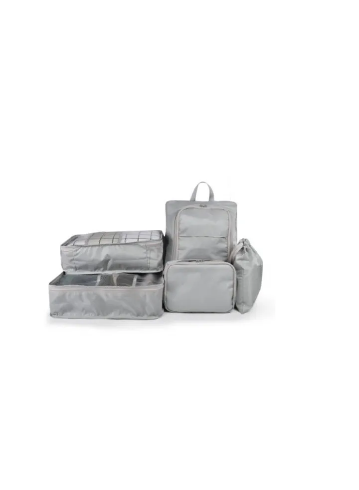 6-piece travel bag set, silver