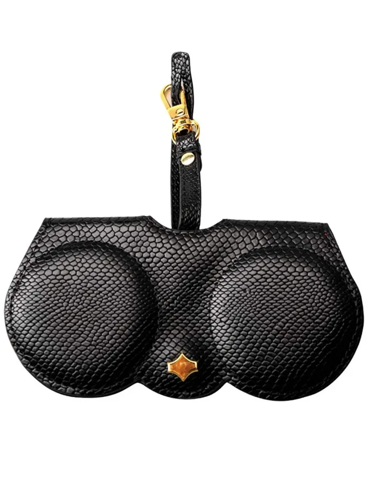 Artificial Printed Snakeskin PU Leather Protective Storage Sunglasses Bag Eyeglasses Clip Case