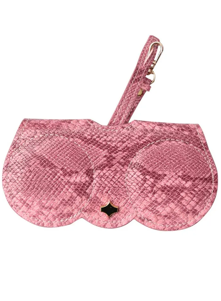 Artificial Printed Snakeskin PU Leather Protective Storage Sunglasses Bag Eyeglasses Clip Case