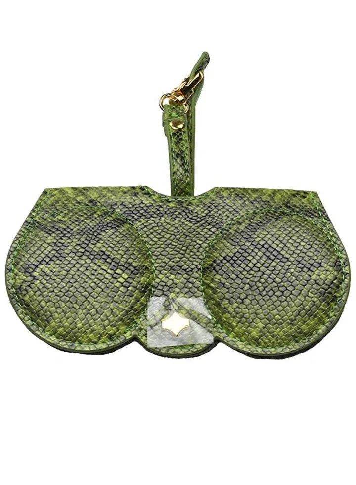 Artificial Printed Snakeskin PU Leather Protective Storage Sunglasses Bag Eyeglasses Clip Case