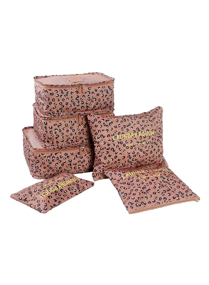 6-Piece Luggage Travel Organizer Bag Set Pink/Blue