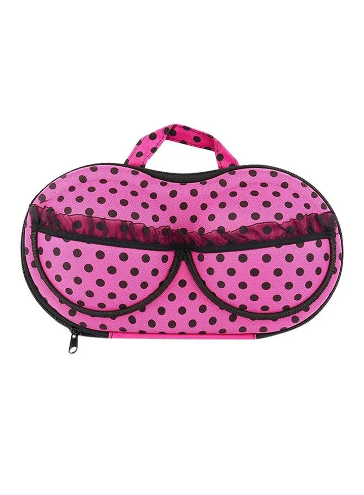 Polka Dot Printed Travel Bra Organiser Pink/Black
