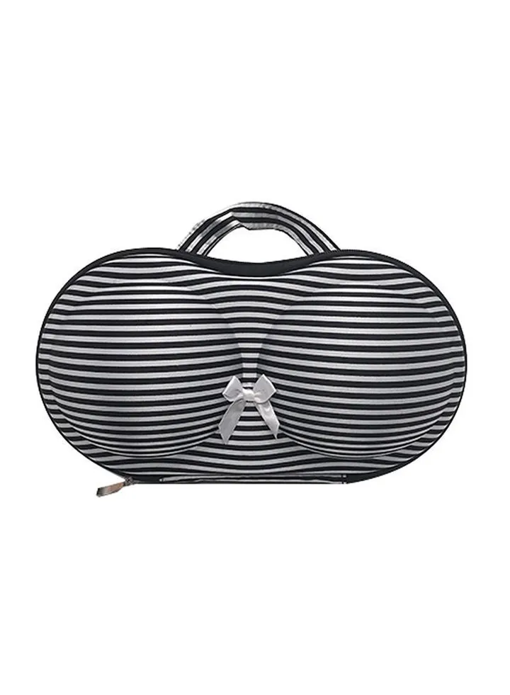 Portable Bra Bag With Mesh And Handle Black/White