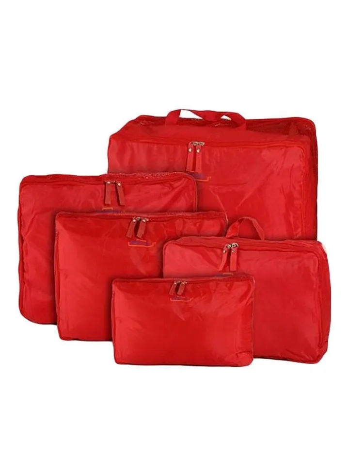5-Piece Travel Bag Organizer Red