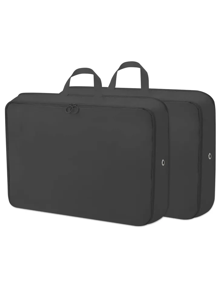 Extra Large Travel Bags Organizer for Luggage, 2 Pack Compression Packing Cubes for Travel, Expandable Storage Bag, Luggage Packing Organizers, Compression Cubes for Suitcases, Backpack, Black
