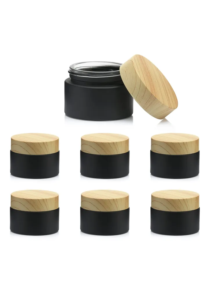 30ML Frosted Cosmetic Glass Jars with Plastic Cap Lids and Sealing Discs Small Travel Size Empty Makeup Sample Containers for DIY Lip Balm Body Lotion Face Cream