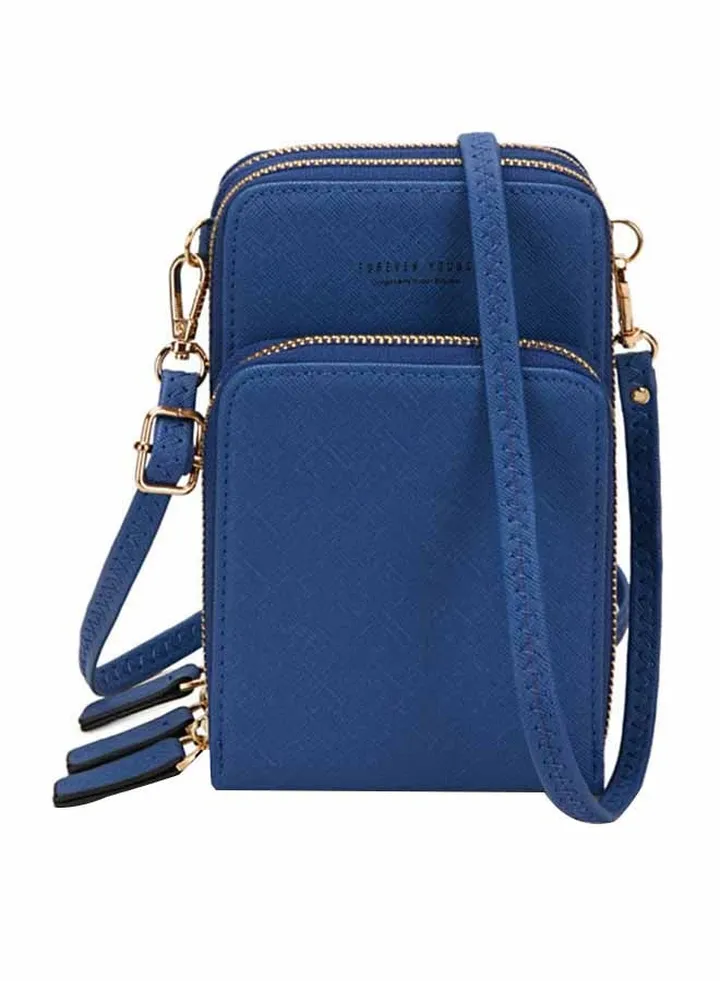 Polyurethane Casual Cross Body Bag Blue