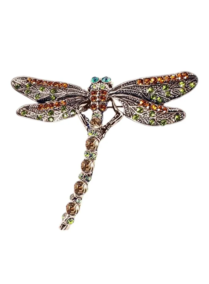 Crystal Studded Dragonfly Brooch