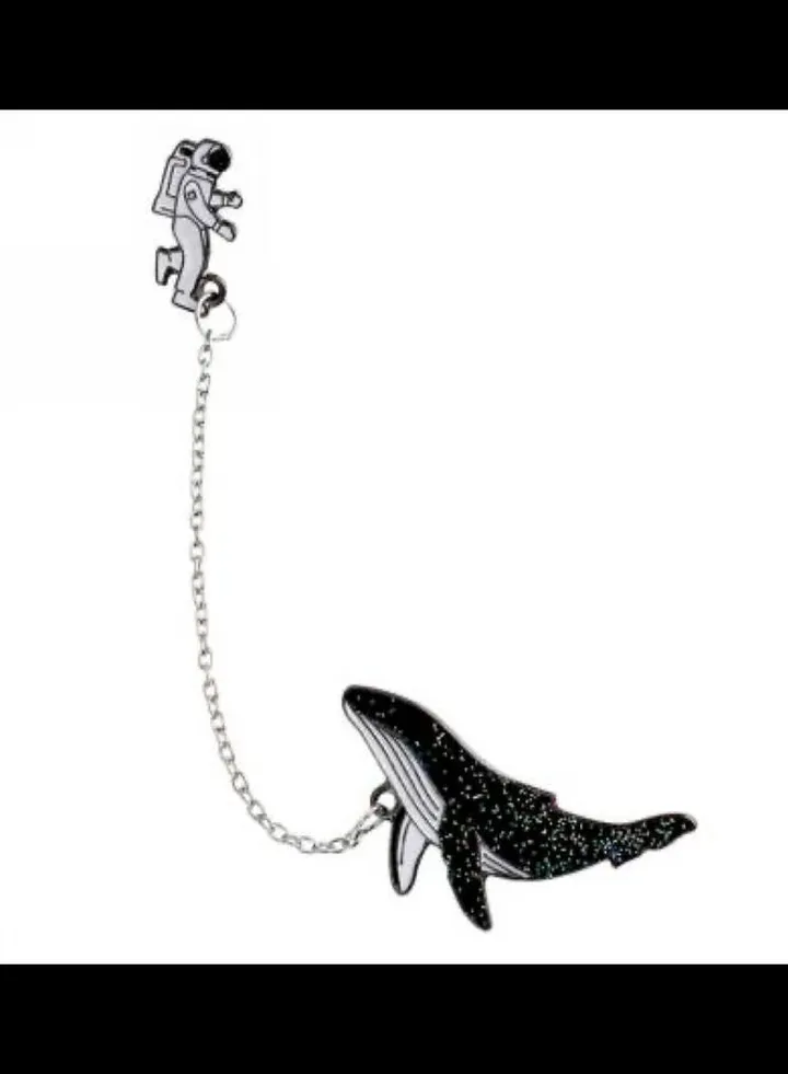 Space Astonaut With Dolphine Design Brooch