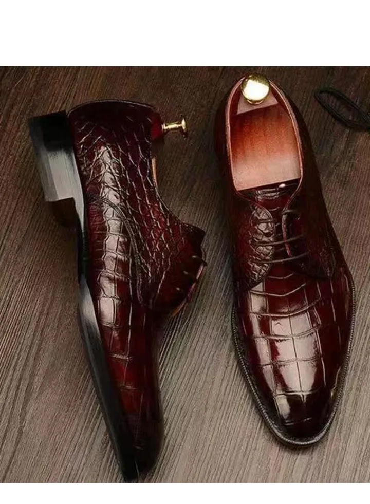 New men's business pointed leather shoes in red