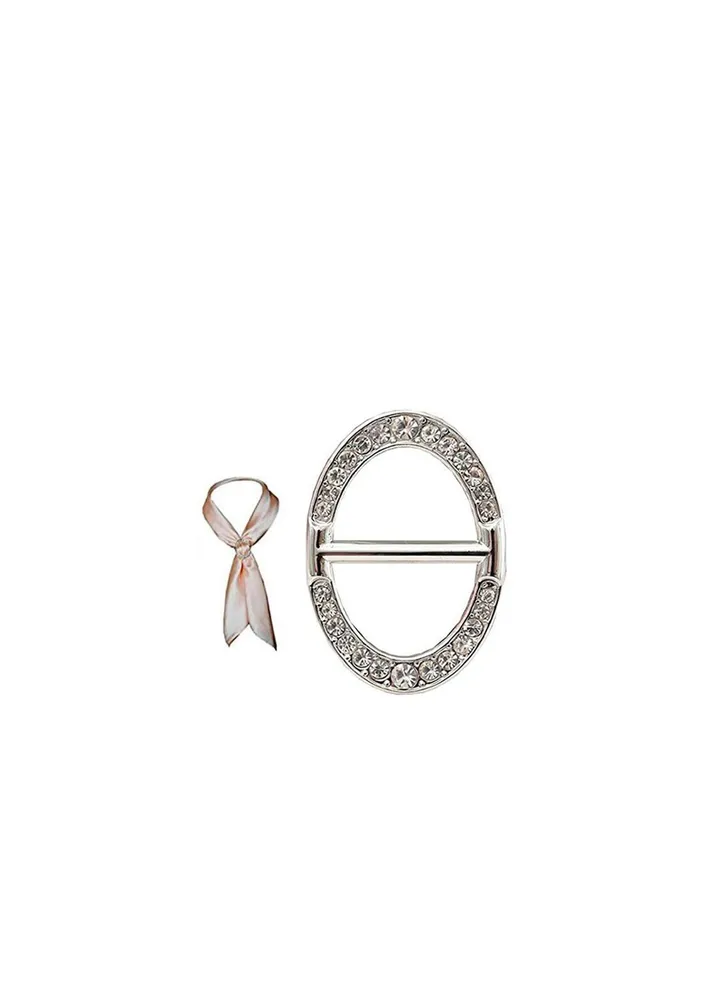 2Set Fashion Women Oval Scarf Buckle Brooch Ring Shawl Clip Jewelry Accessories Small