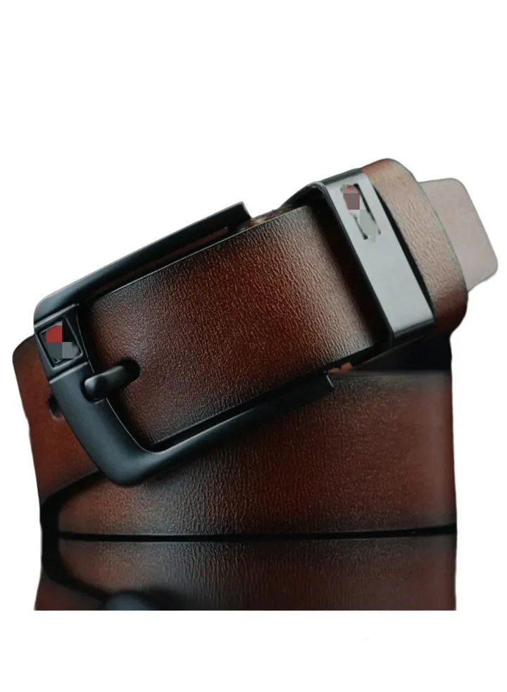 Leather Dress Belts for Men, Men's Casual Jeans Belts, Classic Work Business Dress Belt Brown