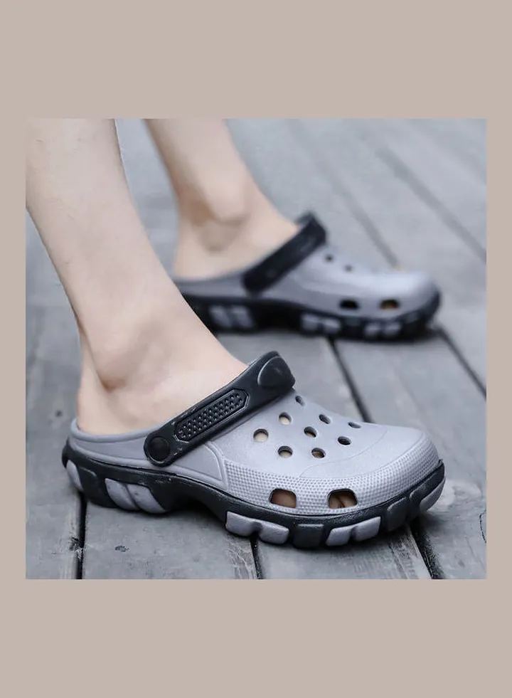 Fashion Holes Men Anti-skid Flats Sandals Grey/Black