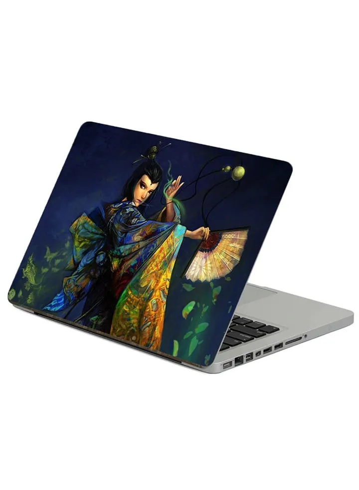 Girl Fan Printed Laptop Sticker Multicolor