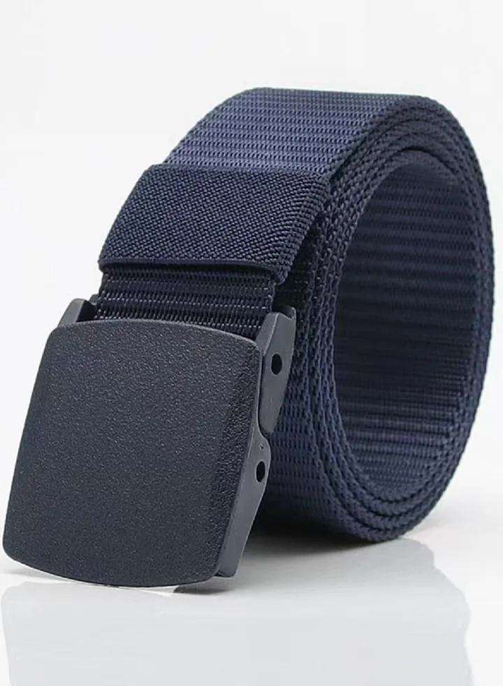 Plastic Buckle Hypoallergenic Military Belt Blue