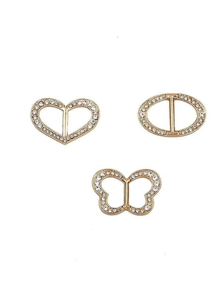 3Set Rhinestone Metallic Scarf Buckle Ring Holder