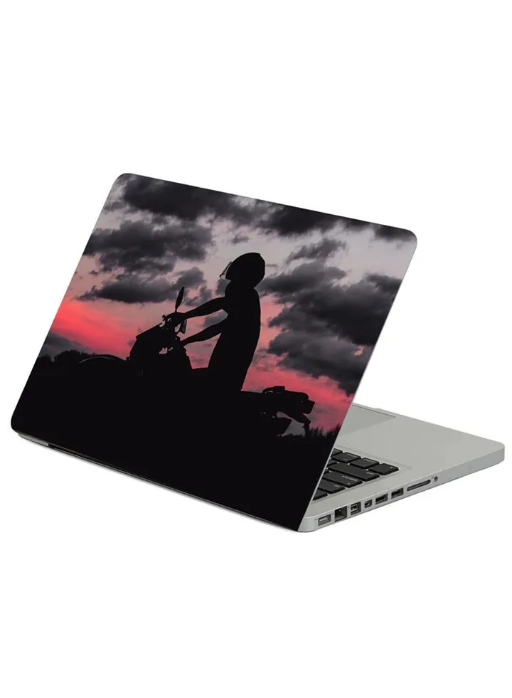 Motorcycle Motorcyclist Silhouette Printed Laptop Sleeve Multicolour