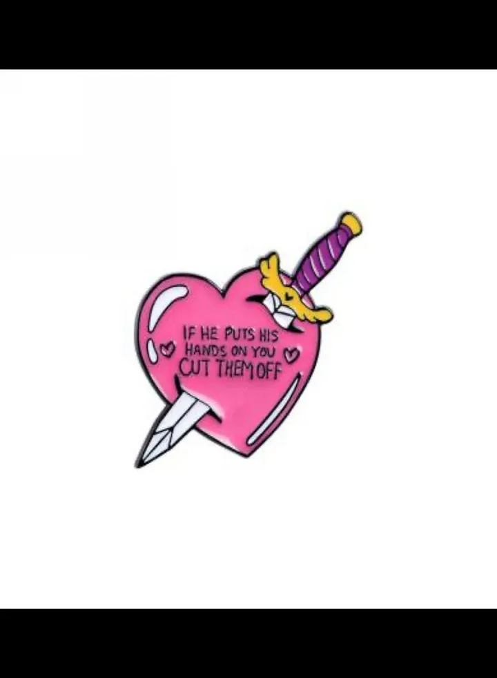 Knife Stick Into Heart Shape Brooch