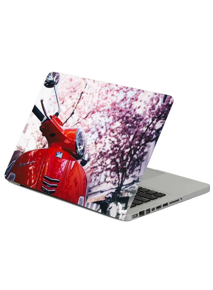 Vespa Scooter Red Printed Laptop Sleeve Multicolor