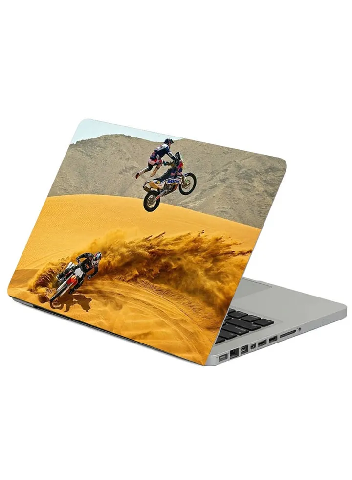 Motocross Desert Motorcycle Printed Laptop Sleeve Multicolor