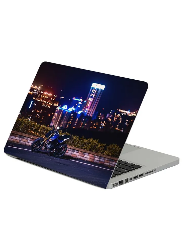 Motorcycle Bike Night City Printed Laptop Sleeve Multicolour