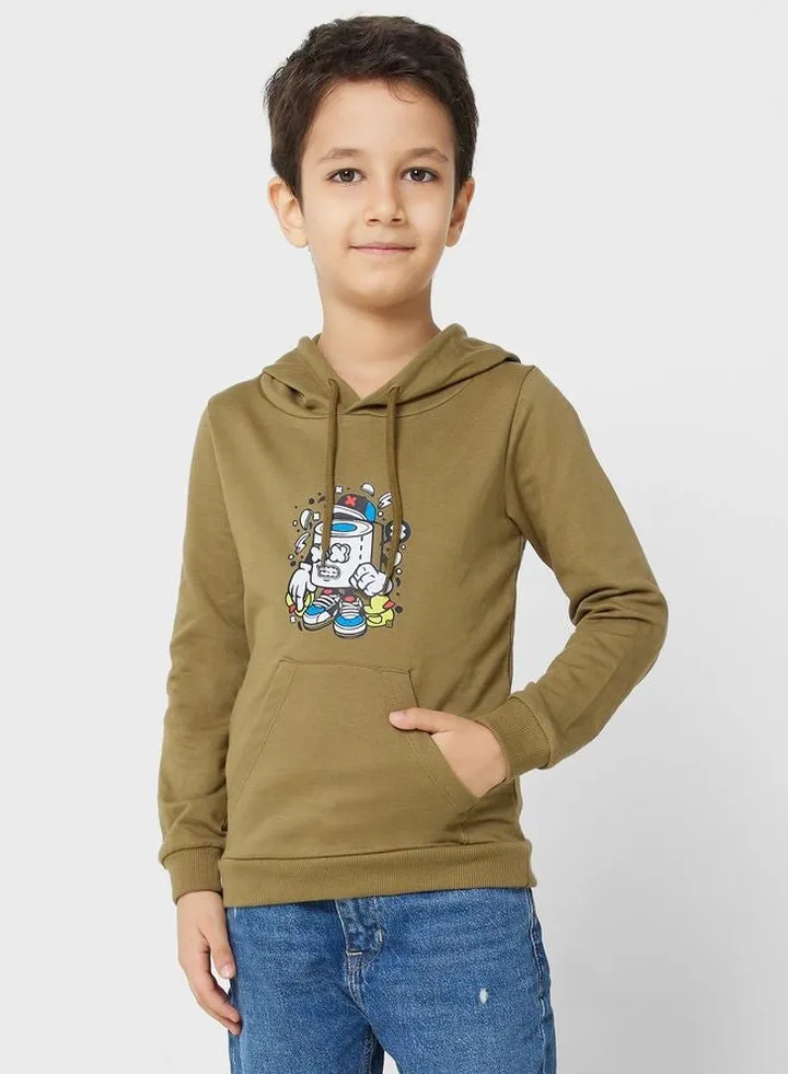 Boys Casual Printed Hoodie