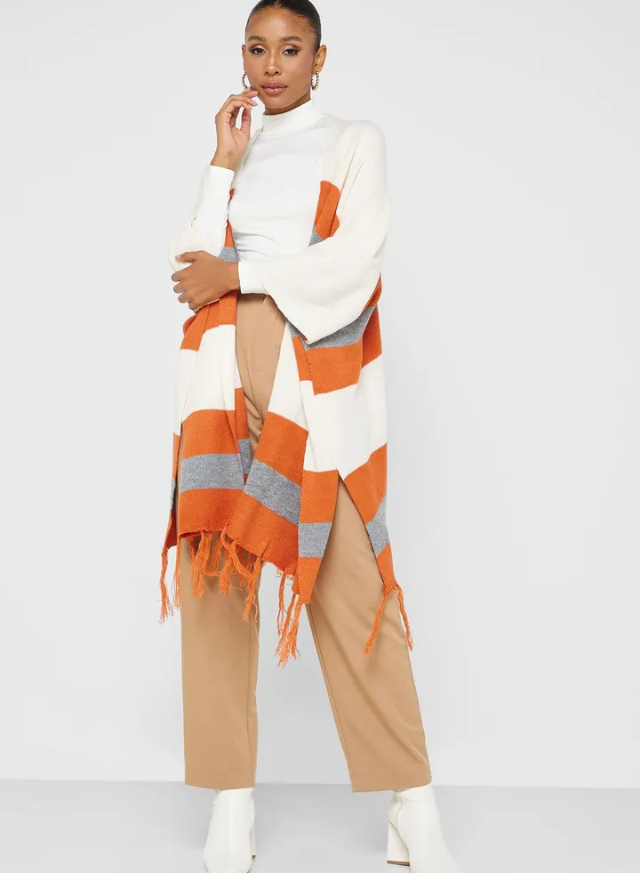 Tassel Detail Printed Layering Piece